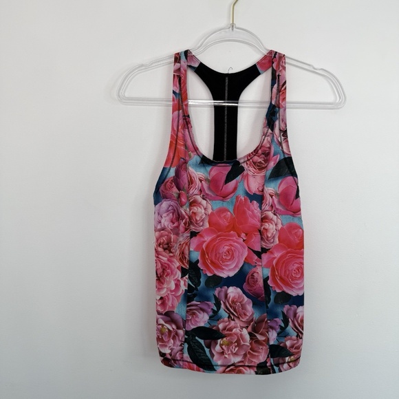 Lululemon Lightened Up Singlet Tank Top Secret Garden Floral Rose Pink Size 4 - Picture 1 of 8